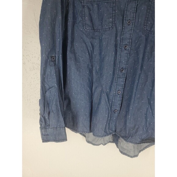Tommy Hilfiger Denim 100% Cotton Blue Polka Dot Button Down Shirt Size Medium - Picture 3 of 9